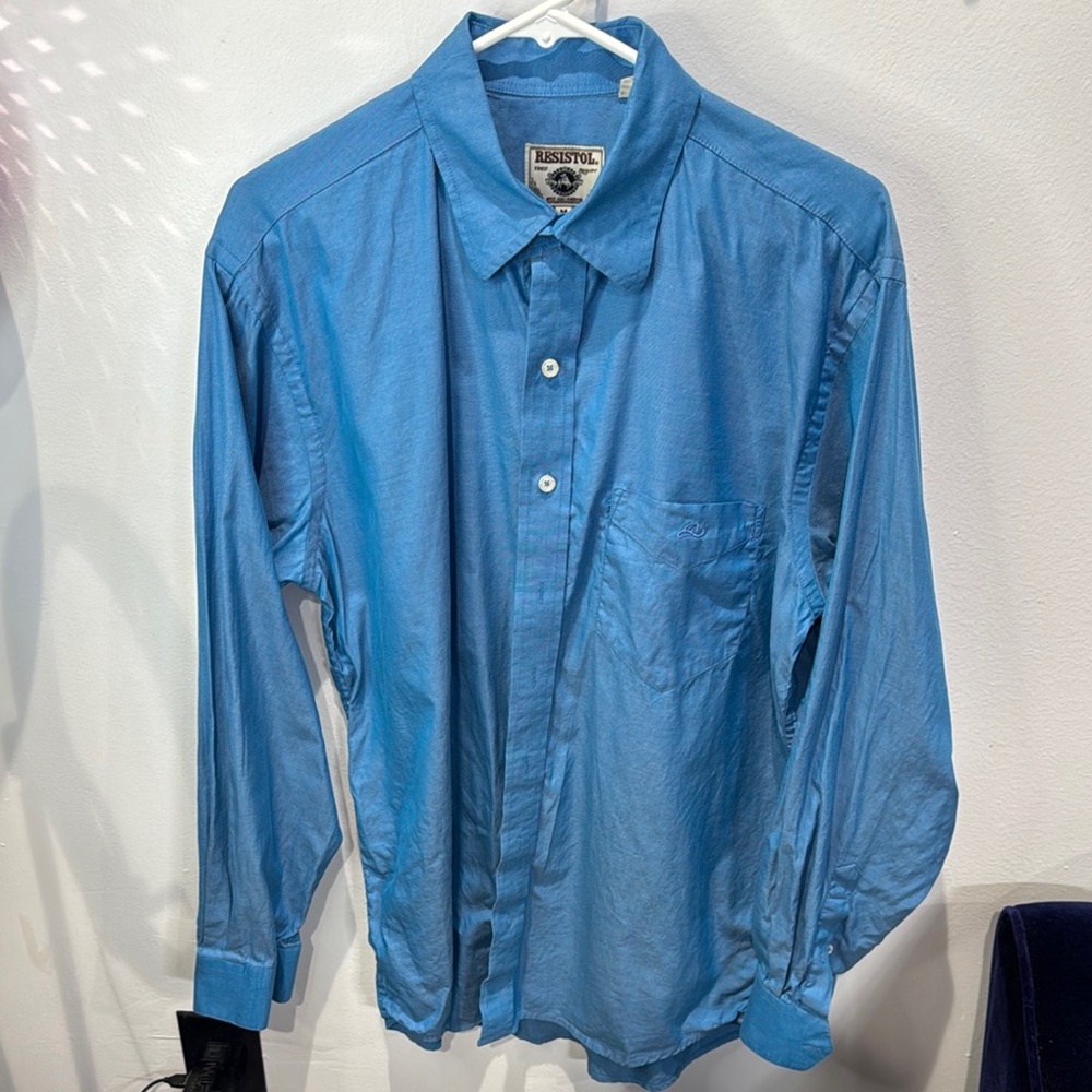 Resistol Turquoise Western‎ Button Down Hidden Button Collar Shirt Men's Medium